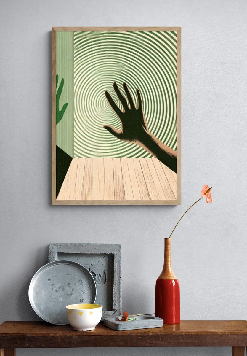 Surreal Hands Spiral Poster. — room view 3