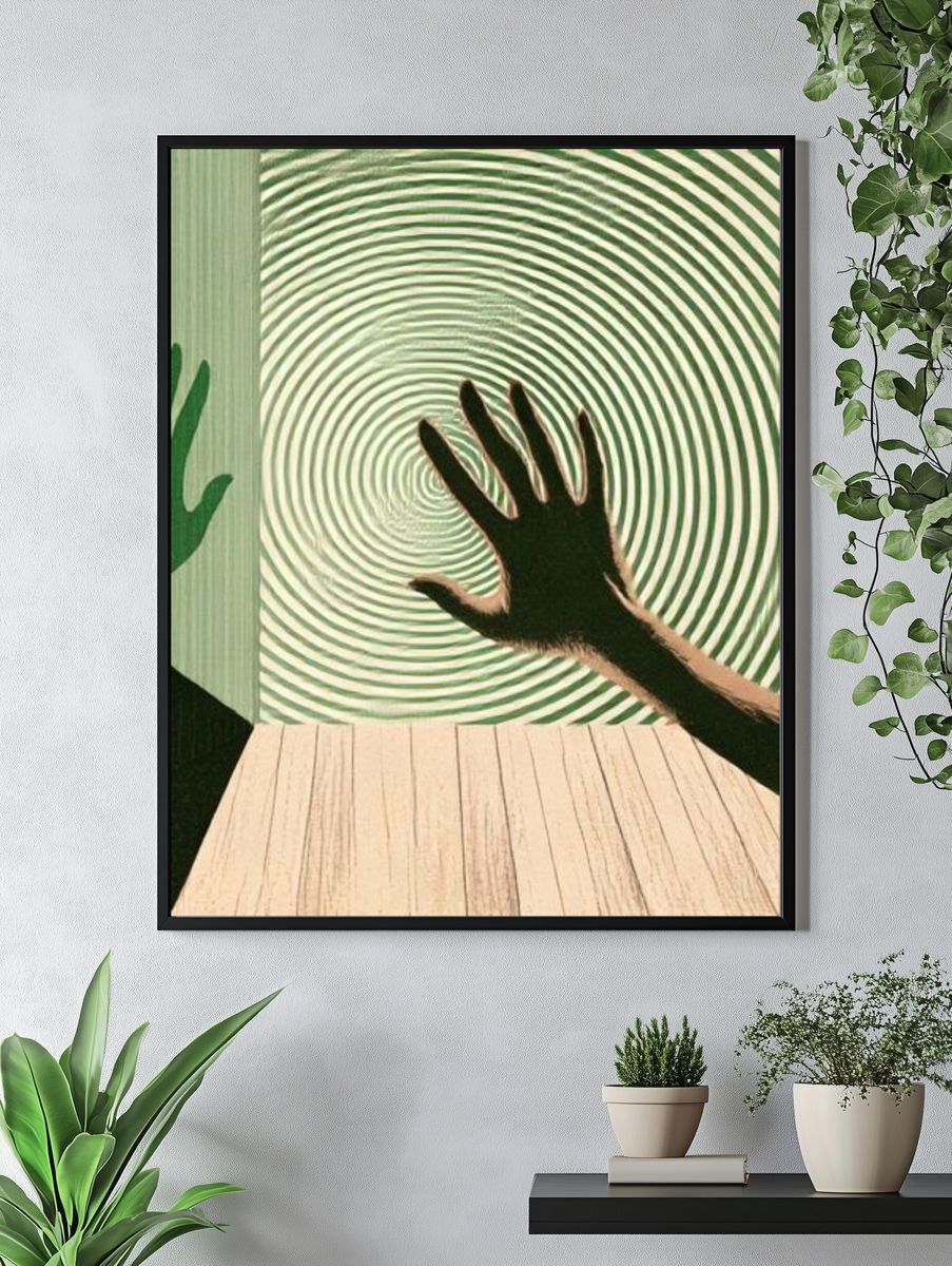 Surreal Hands Spiral Poster. — room view 4