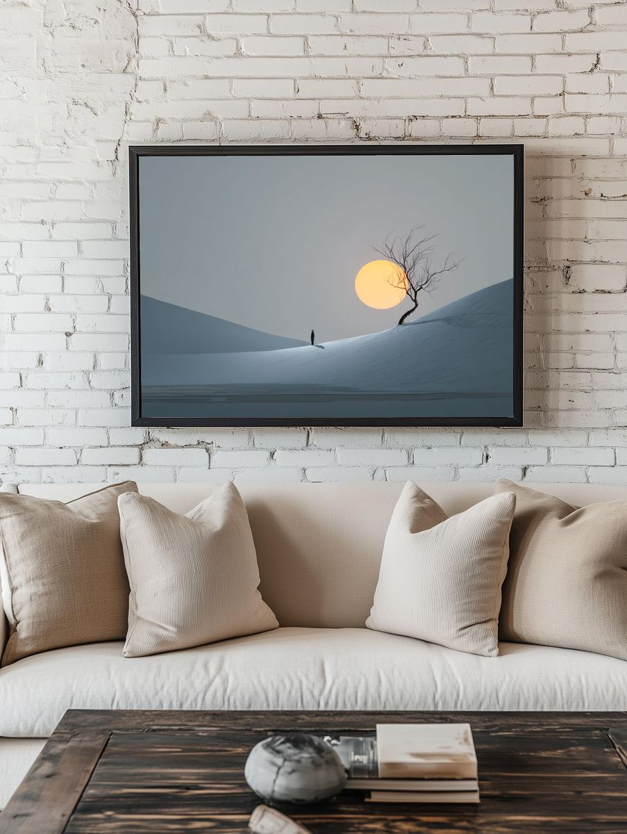 Solitary Dune Sunset Print. room preview