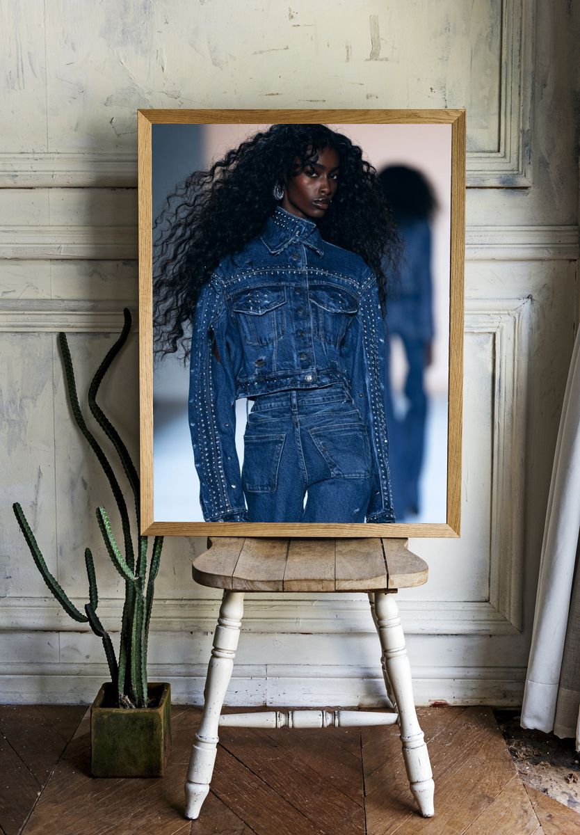 Denim Runway Portrait Poster. room preview