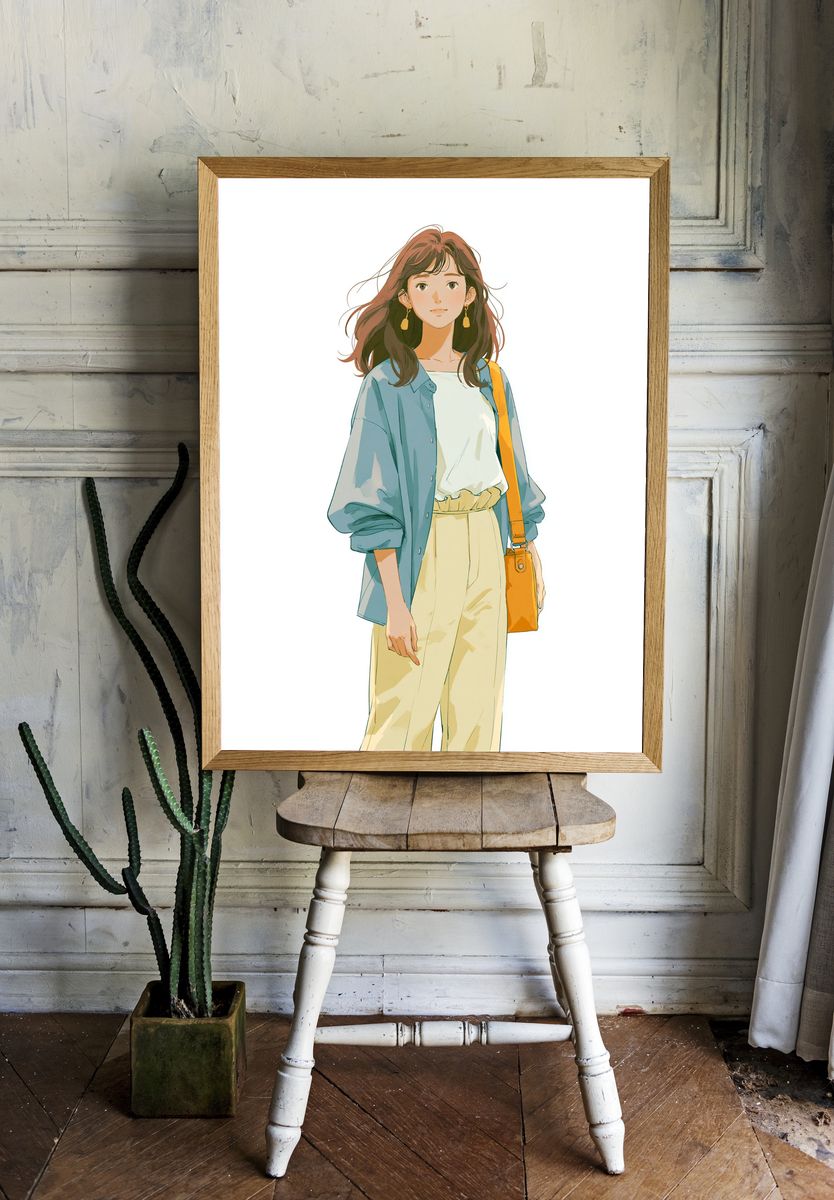 Casual Woman Fashion Illustration Poster. — room view 1