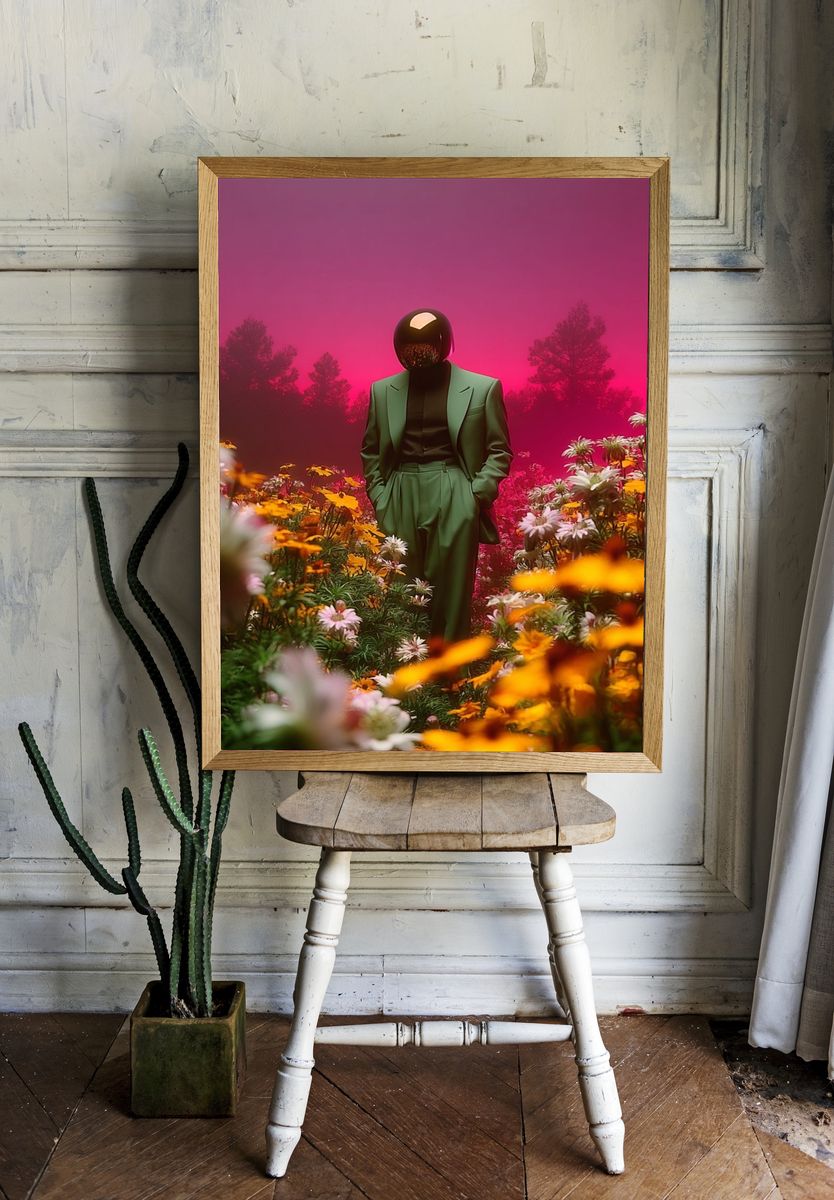 Surreal Floral Figure Poster. — room view 1