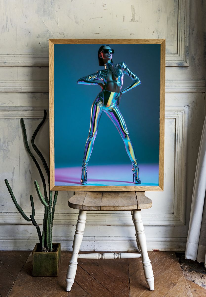 Futuristic Chrome Fashion Poster. — room view 1