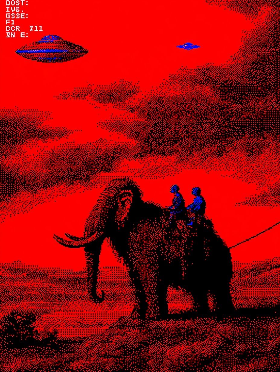 Elephant Rider Surreal Print. poster detail