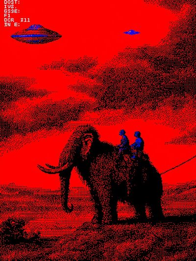 Elephant Rider Surreal Print. poster
