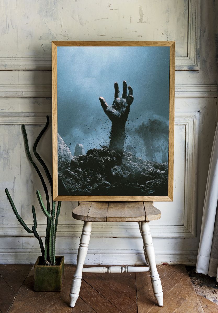 Emerging Hand Surrealism Print. — room view 1