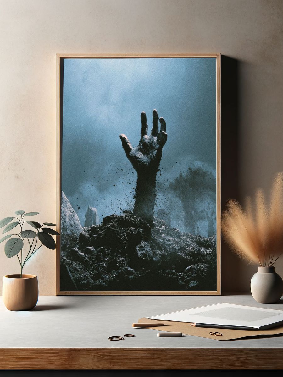 Emerging Hand Surrealism Print. — room view 2