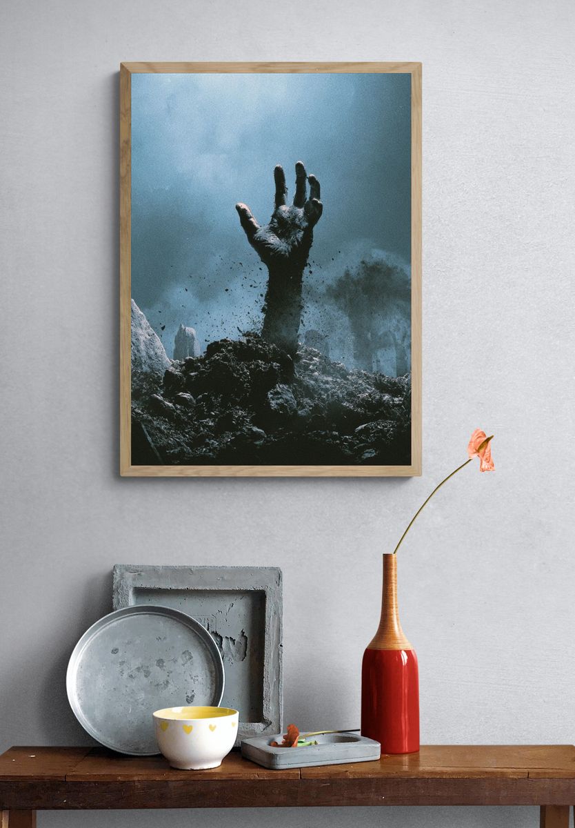 Emerging Hand Surrealism Print. — room view 3