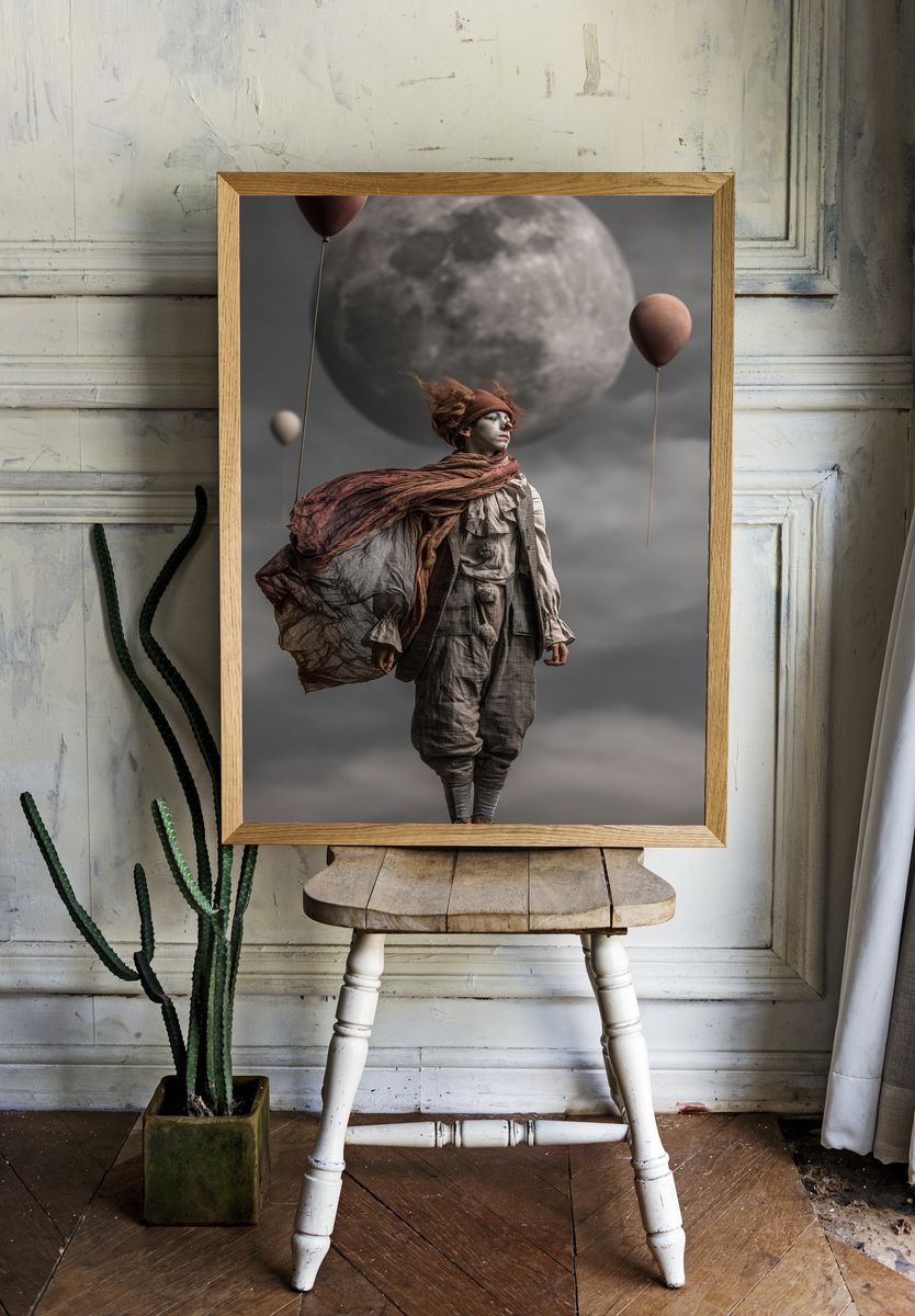 Surreal Clown Moon Poster. — room view 1
