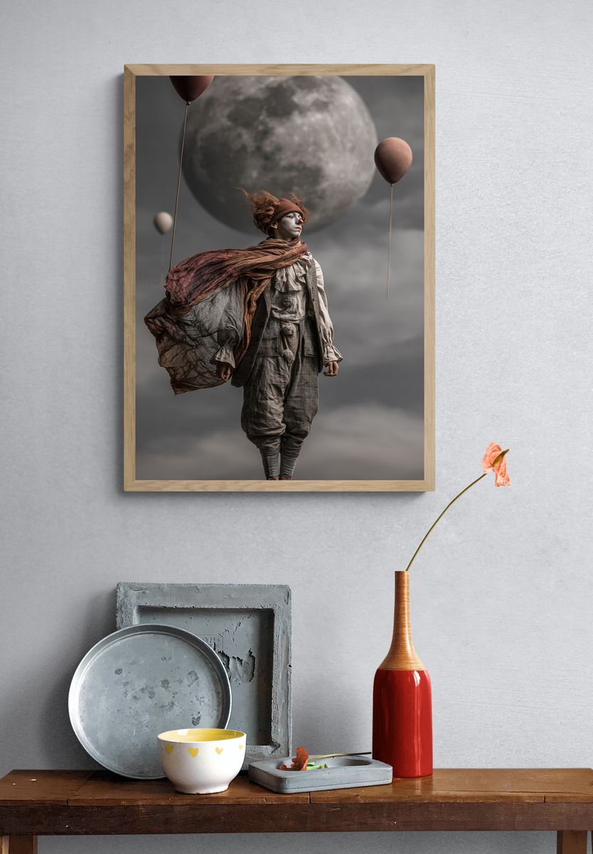 Surreal Clown Moon Poster. — room view 3