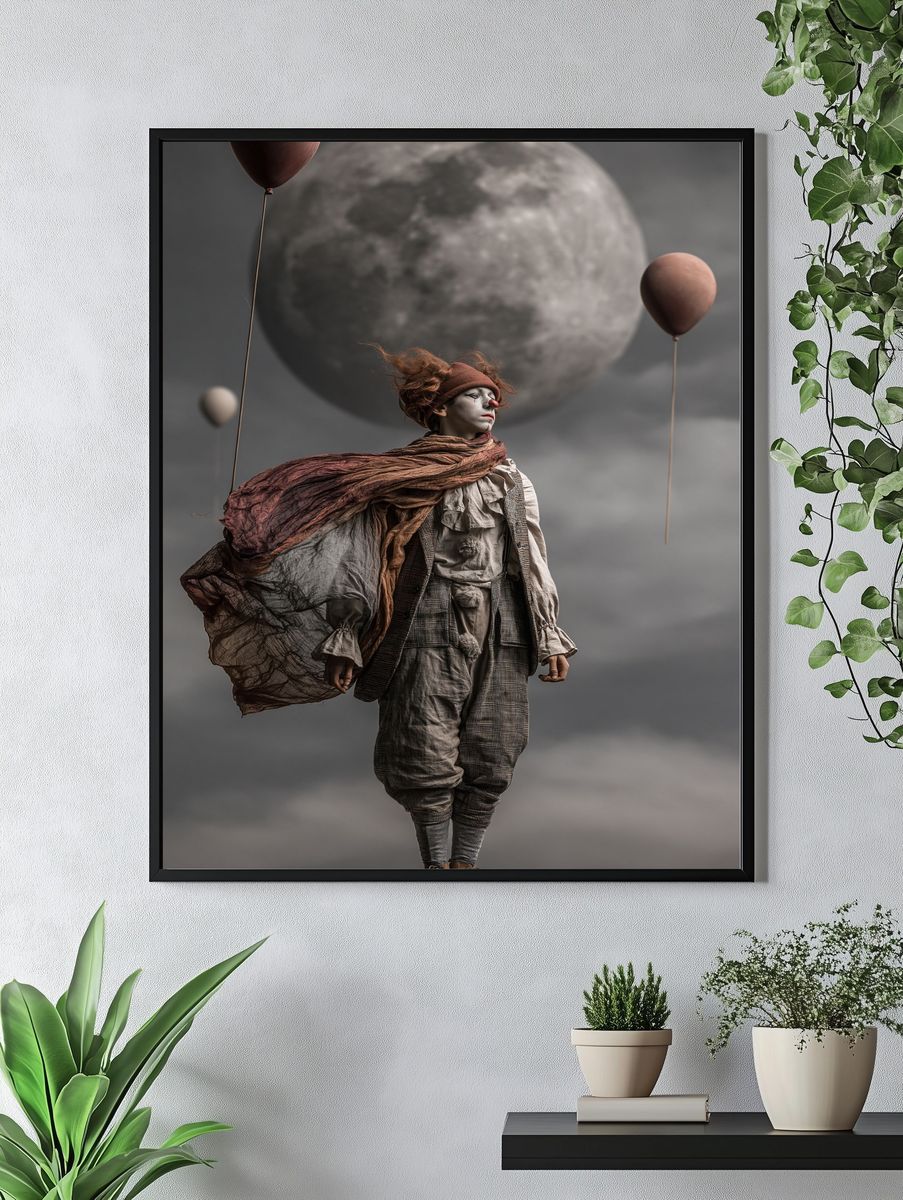 Surreal Clown Moon Poster. — room view 4