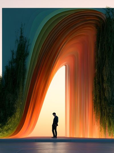 Surreal Archway Sunset Print. poster