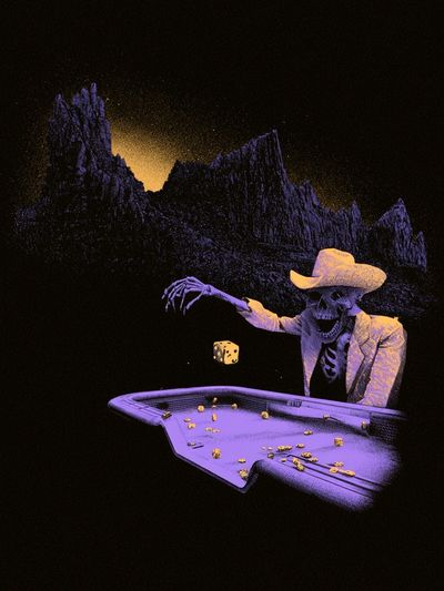 Skeleton Cowboy Casino Surrealism Poster. poster
