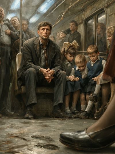 Subway Commute — Surrealist Print. poster print