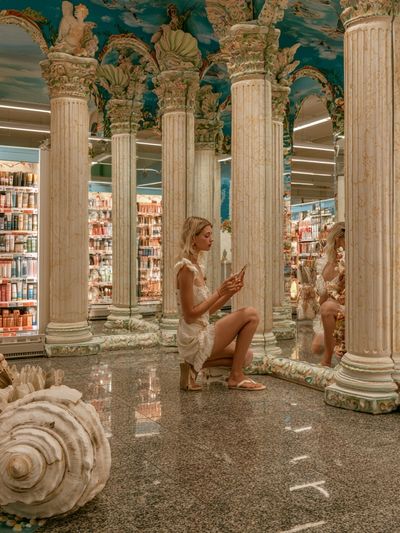 Surreal Columned Store Interior Poster.