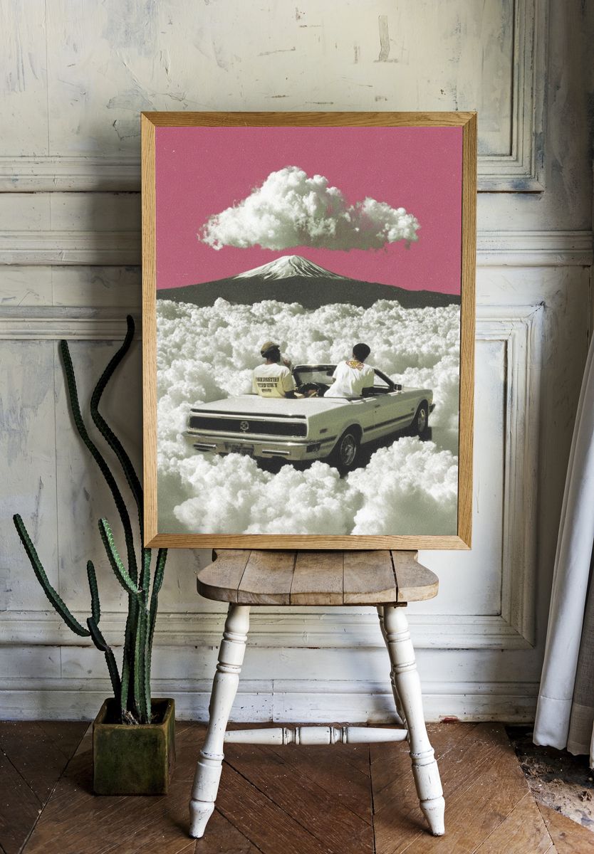 Dream Drive Mountain Surrealism Poster. room preview