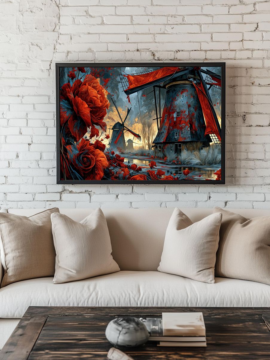 Windmill Garden Surrealism Poster. — room view 1