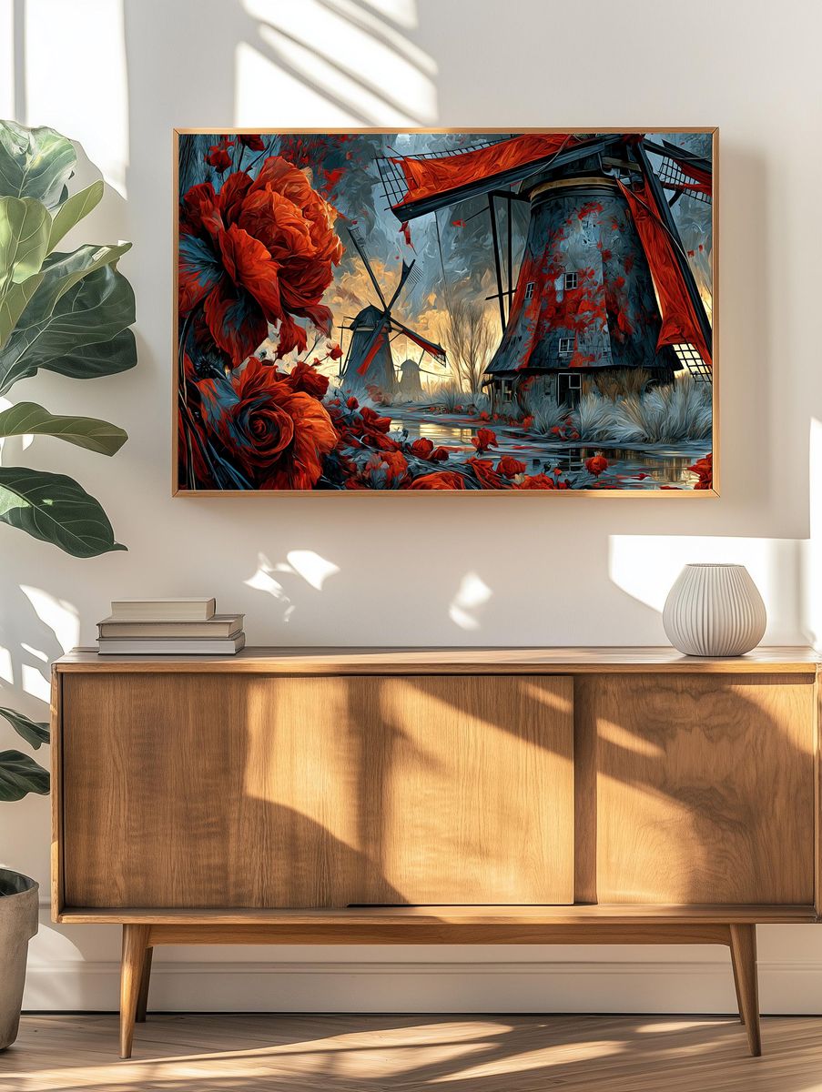 Windmill Garden Surrealism Poster. — room view 3