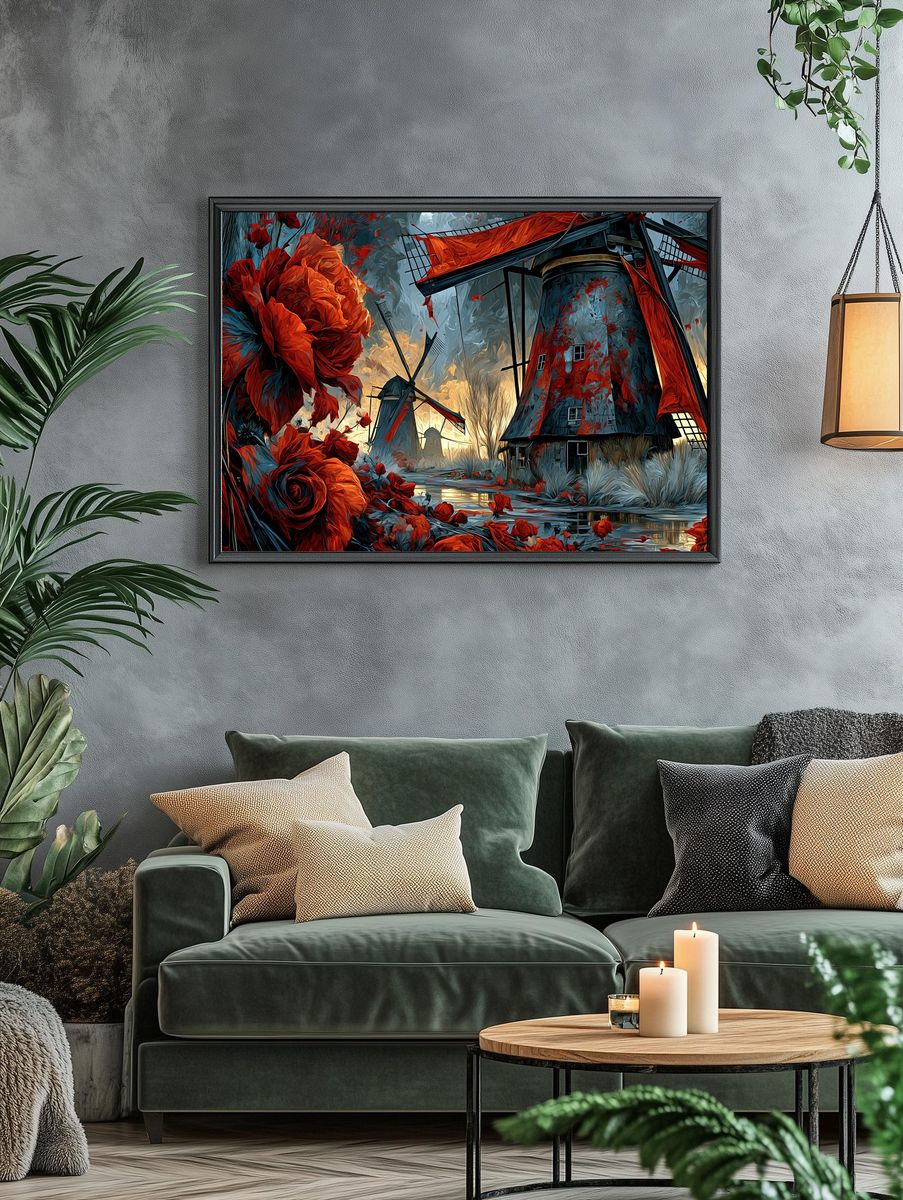 Windmill Garden Surrealism Poster. — room view 4