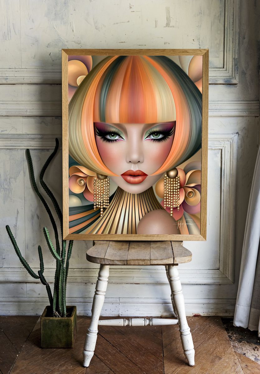 Futuristic Glam Portrait Poster. — room view 1