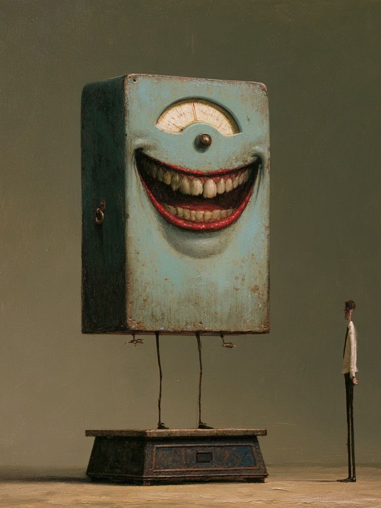 Surreal Smiling Machine Print. poster — fine-art art