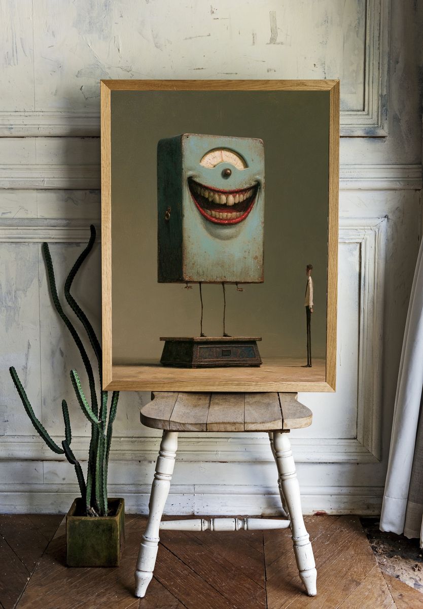 Surreal Smiling Machine Print. — room view 1