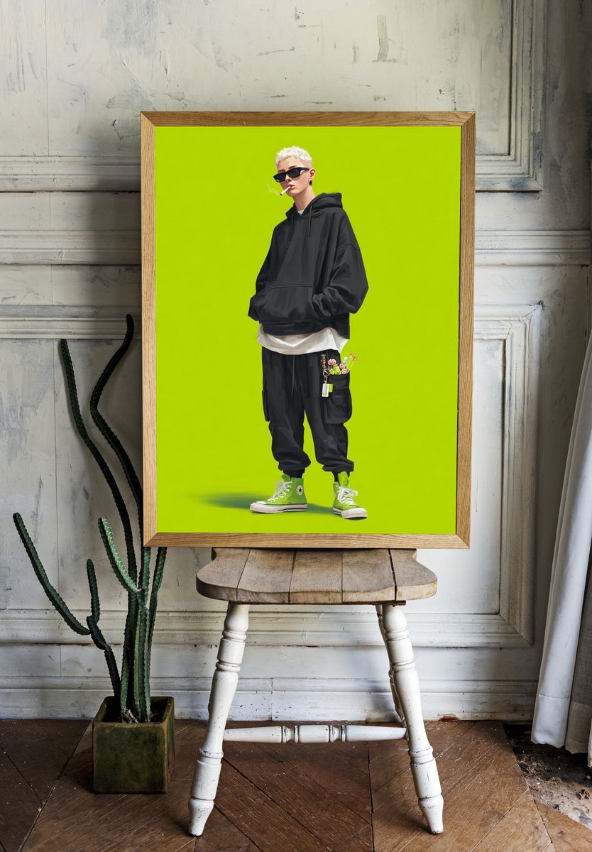 Neon Streetwear Portrait Print room preview