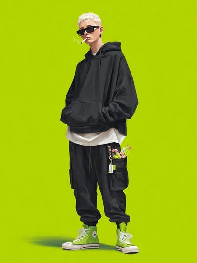 Neon Streetwear Portrait Print
