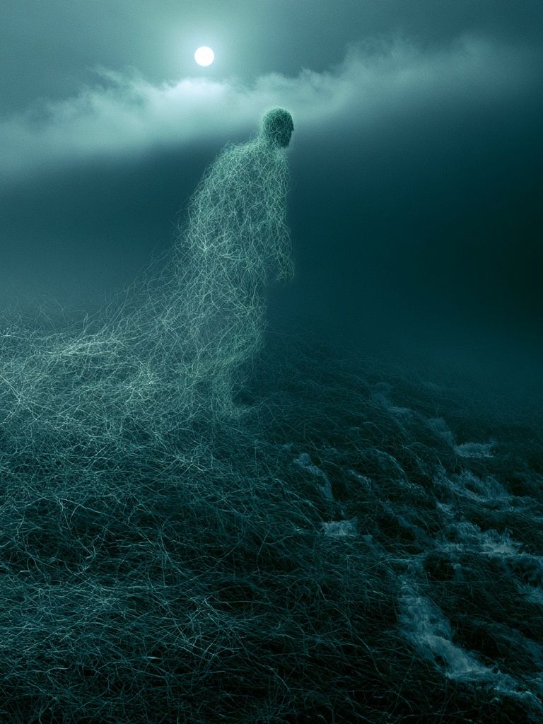 Moonlit Wire Figure Surrealism Print. poster detail