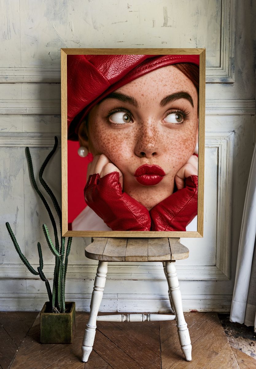 Red Fashion Portrait Poster. room preview