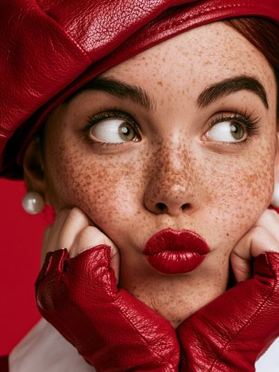 Red Fashion Portrait Poster. poster