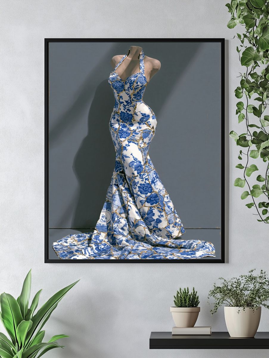 Blue Porcelain Gown Fashion Print. — room view 4