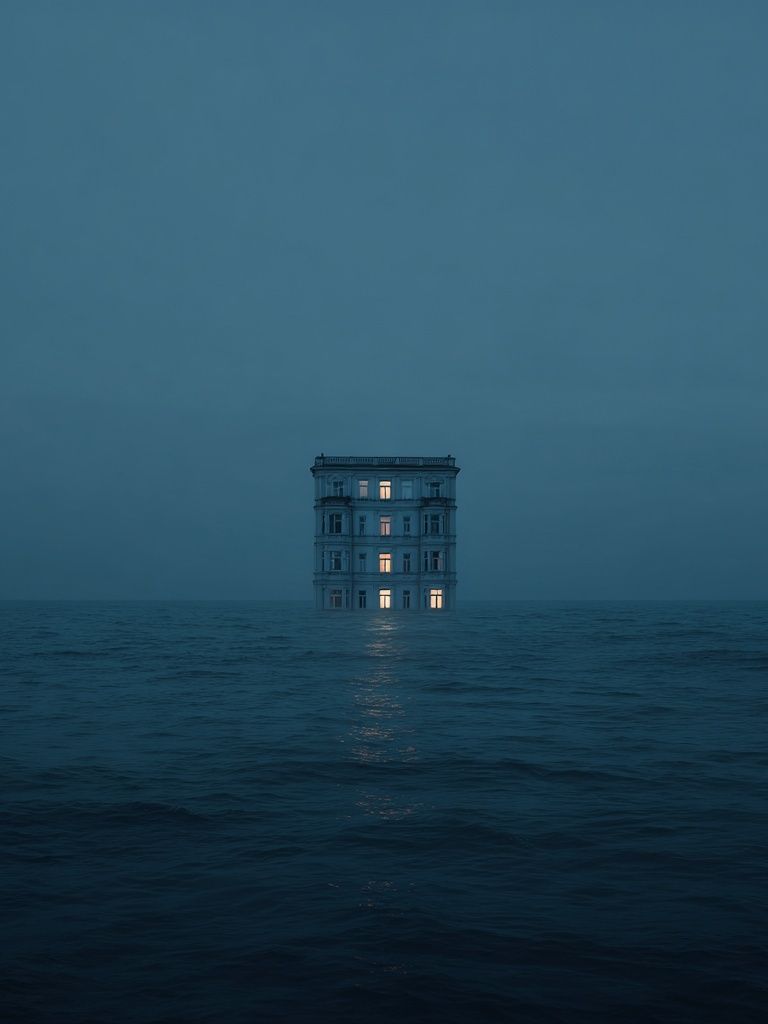 Solitary House at Sea Print. poster detail