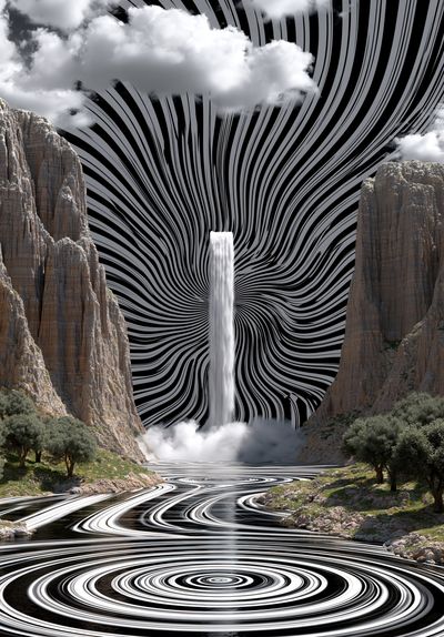 Surreal Canyon Waterfall Print. poster print
