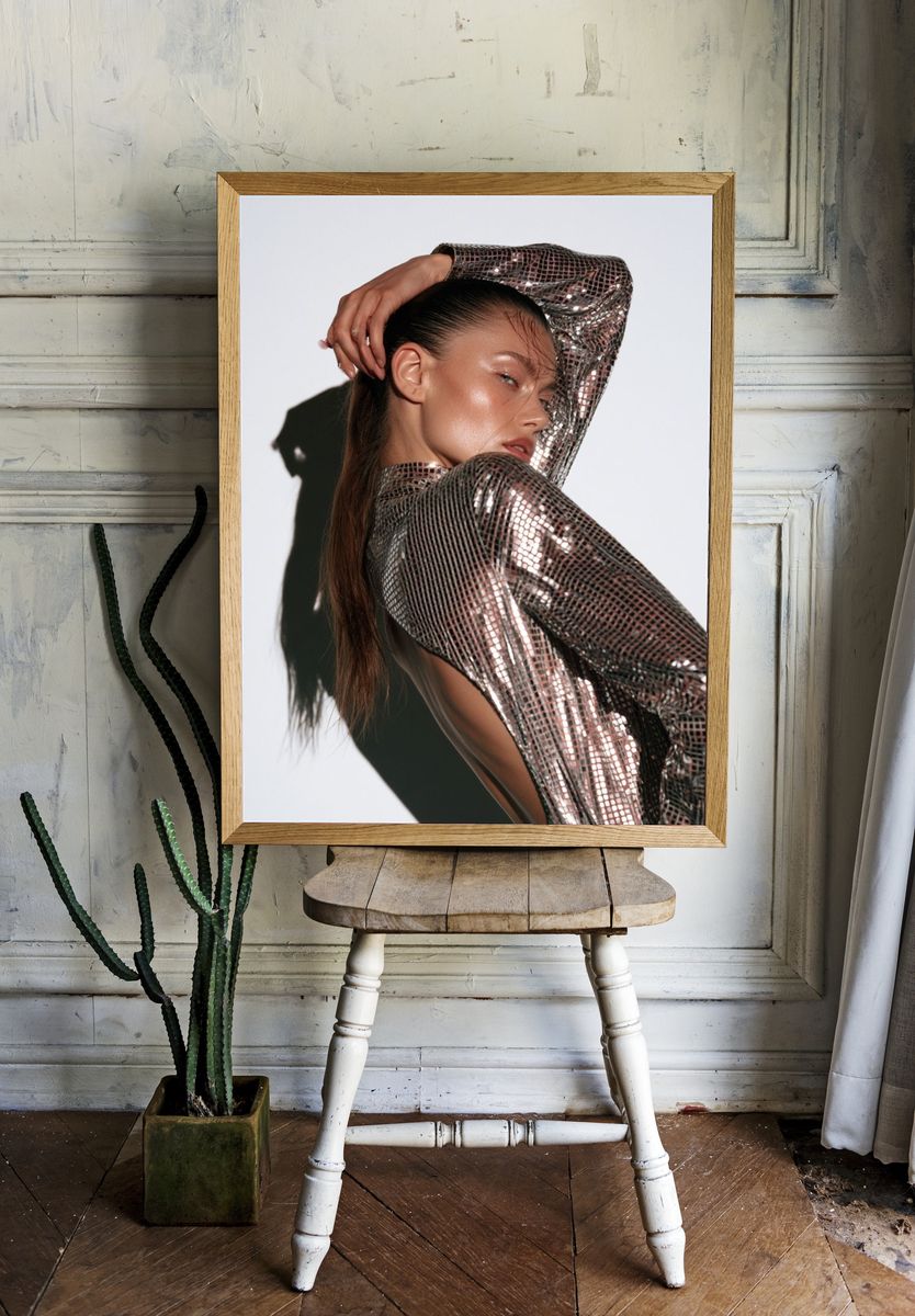 Metallic Fashion Portrait Poster. — room view 1