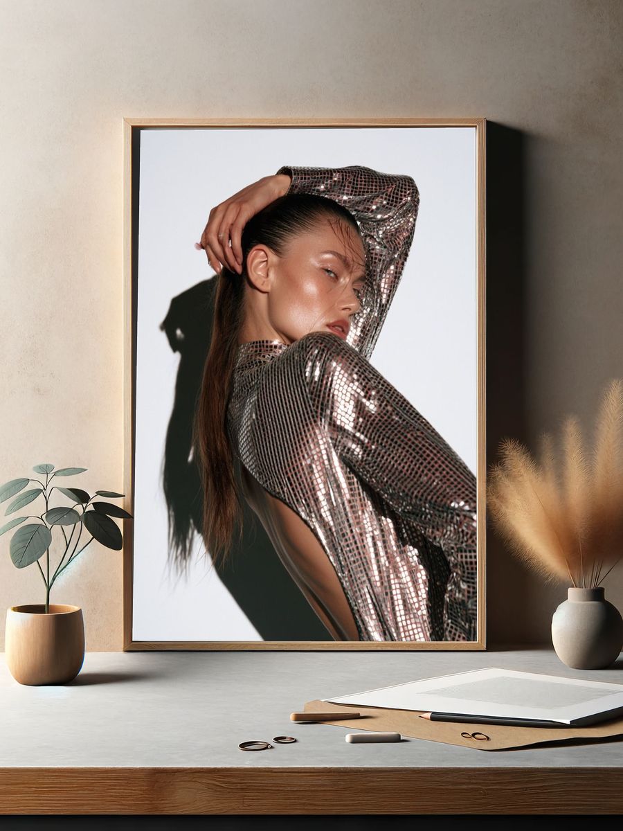 Metallic Fashion Portrait Poster. — room view 2
