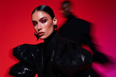Red Fashion Portrait Poster. poster