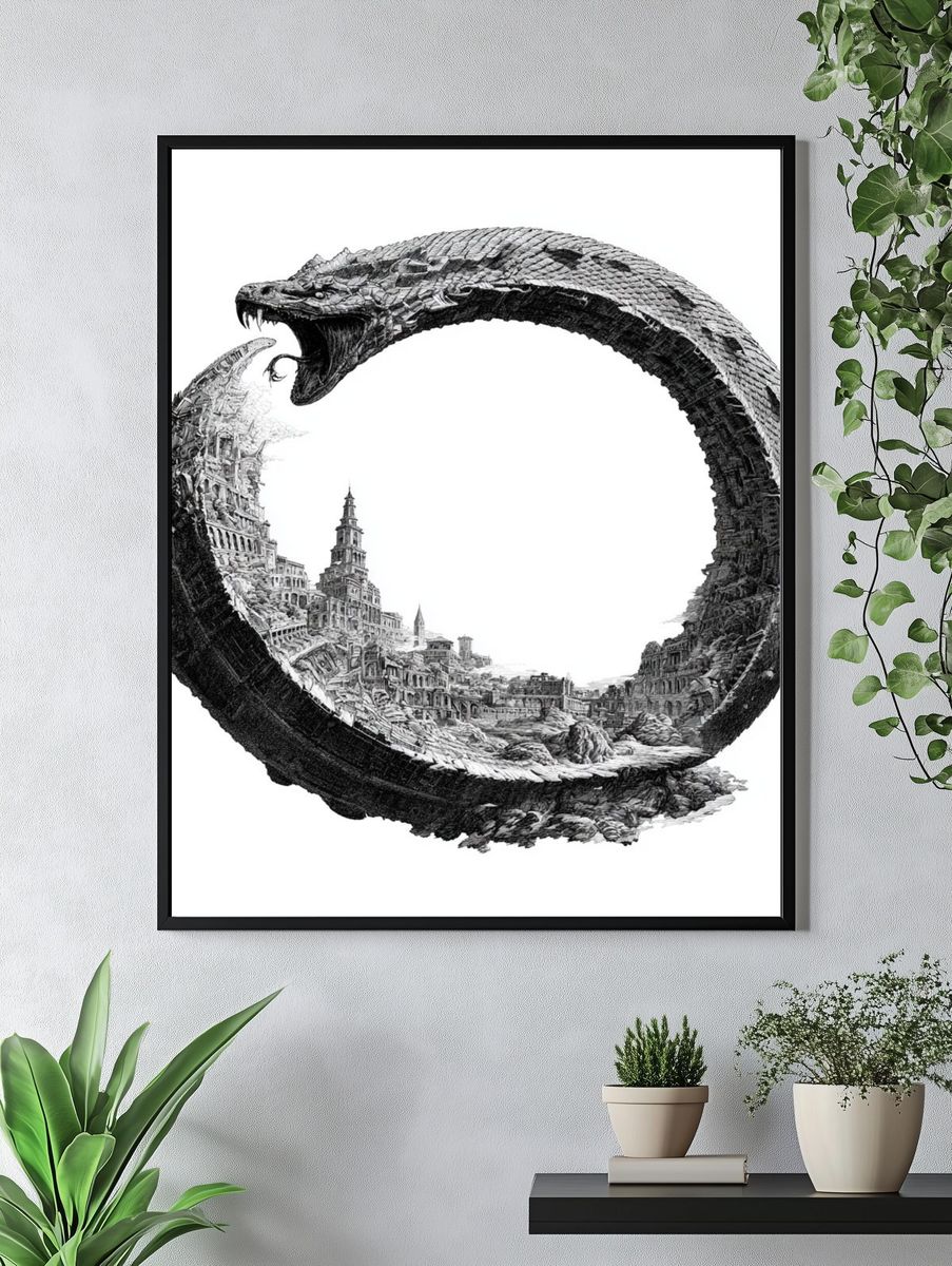 Serpent Ruins Surrealism Print. — room view 4