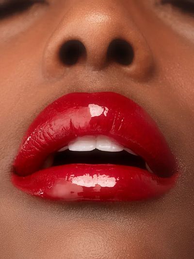 African American woman red lips.