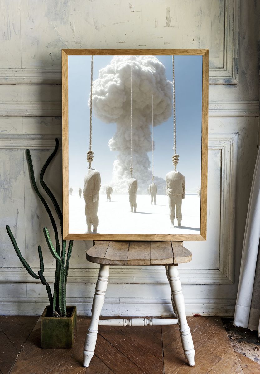 Surreal Cloud Suspension Print. — room view 1
