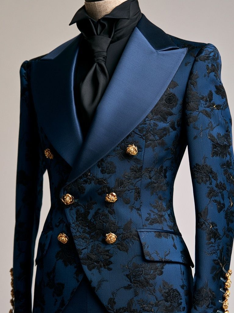 Blue Floral Tailored Suit Poster. poster detail