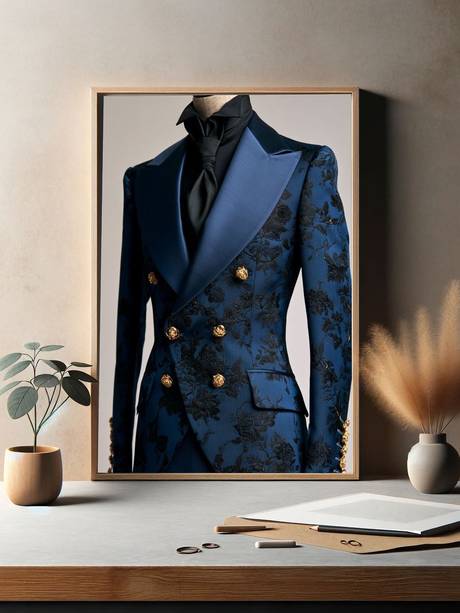Blue Floral Tailored Suit Poster. — room view 2