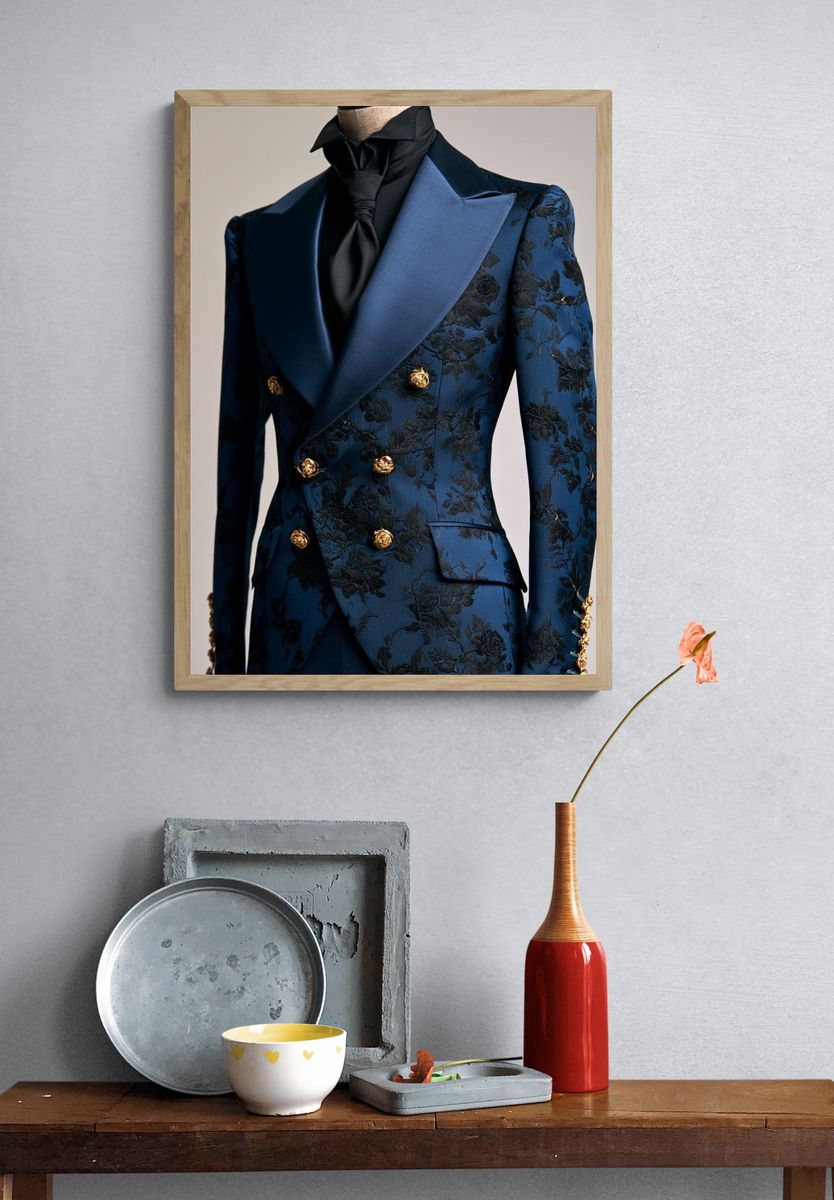 Blue Floral Tailored Suit Poster. — room view 3