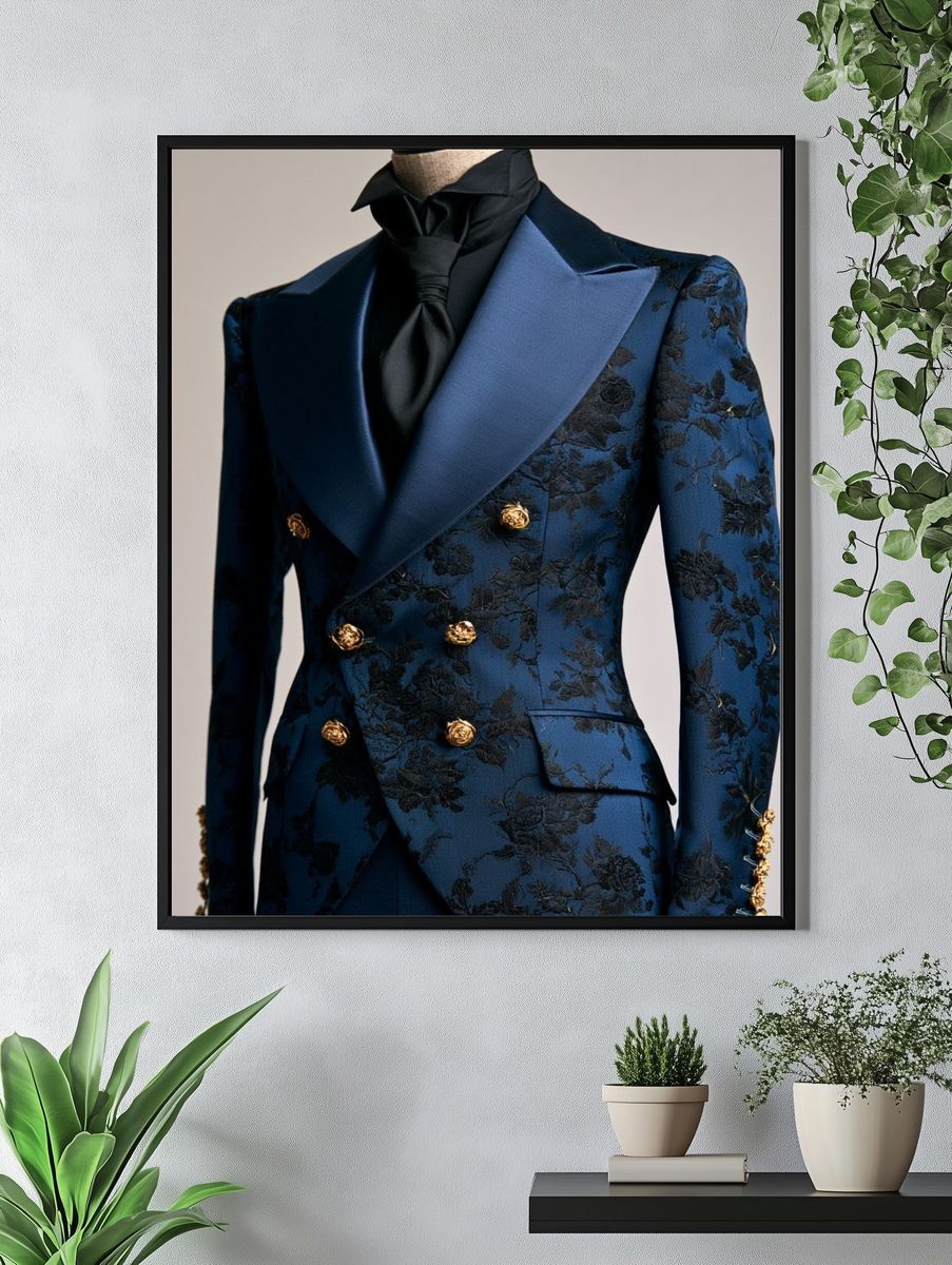 Blue Floral Tailored Suit Poster. — room view 4