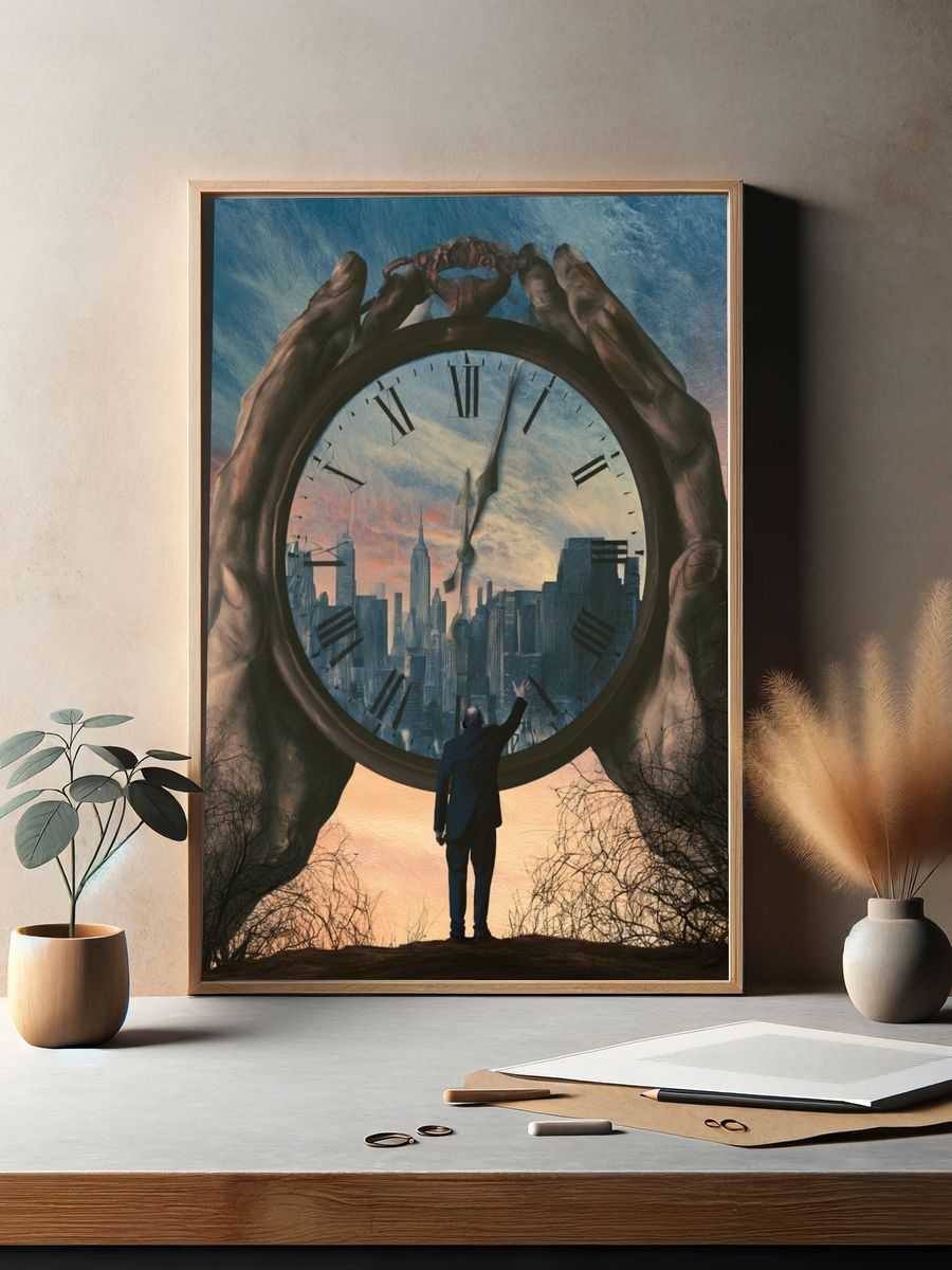 Surreal Time Cityscape Print. — room view 2
