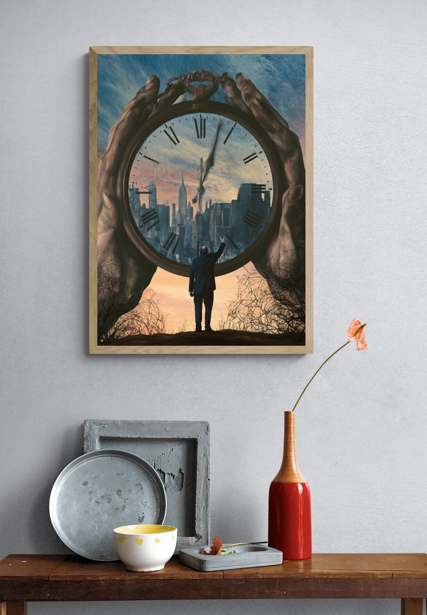 Surreal Time Cityscape Print. — room view 3