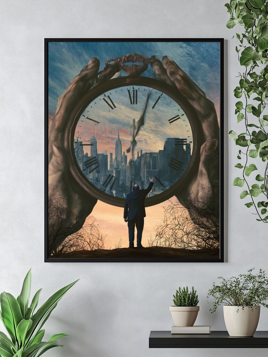 Surreal Time Cityscape Print. — room view 4