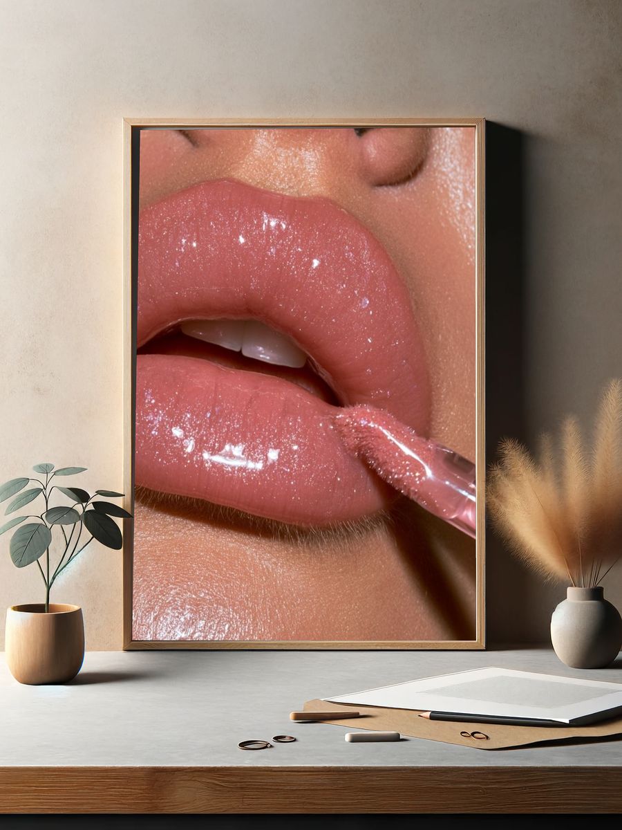 Glossy Pink Lips Fashion Poster. — room view 2