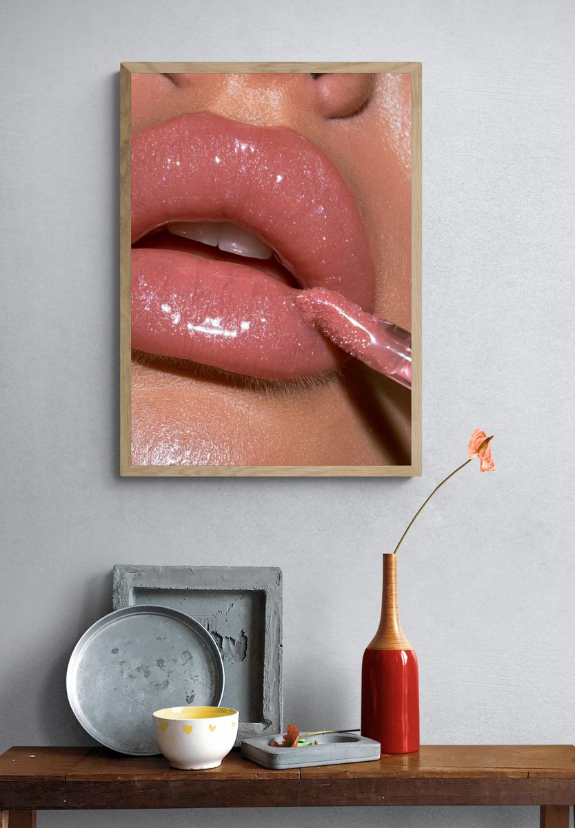 Glossy Pink Lips Fashion Poster. — room view 3