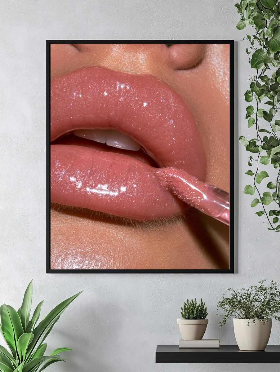 Glossy Pink Lips Fashion Poster. — room view 4